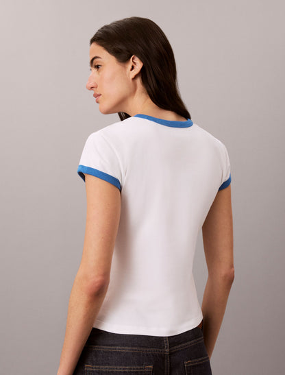 Calvin Klein Stitch Arch Logo Slim Ringer Tee