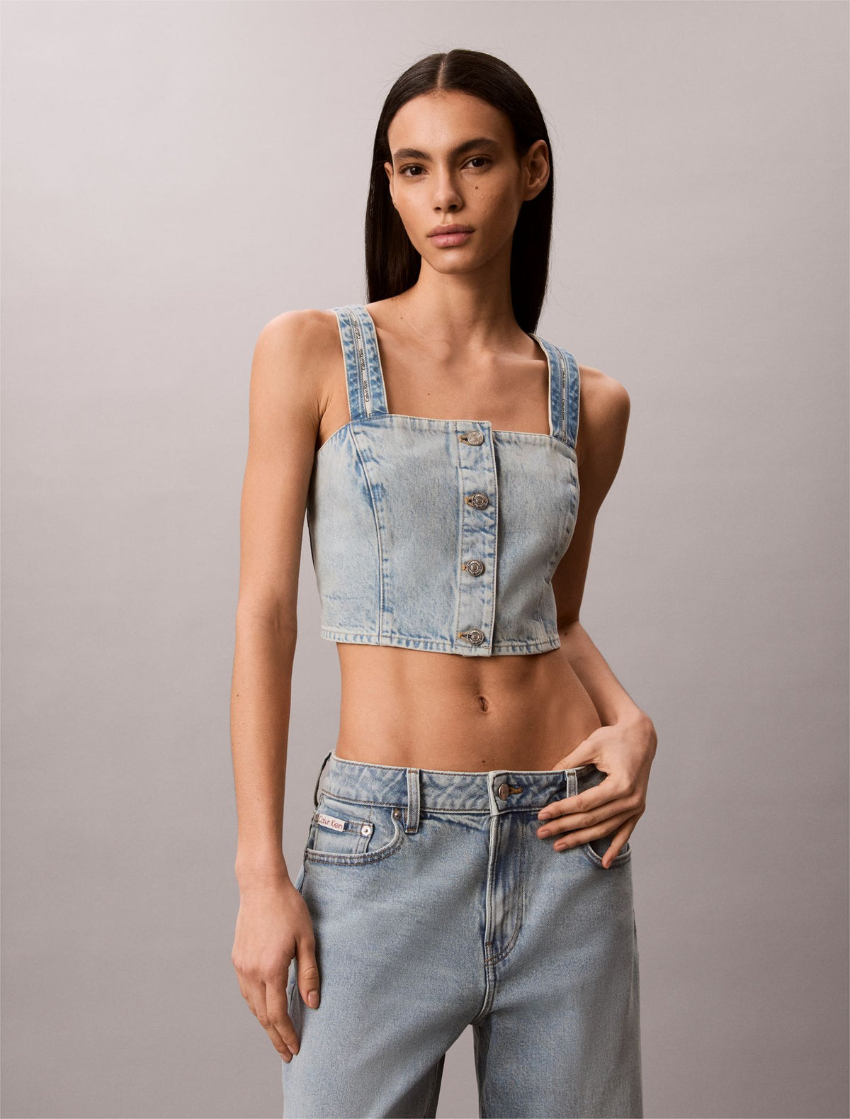 Calvin Klein Denim Trucker Tank Top