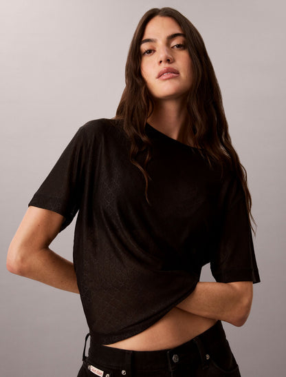 Calvin Klein Relaxed Emblem Logo Mesh Crewneck Tee