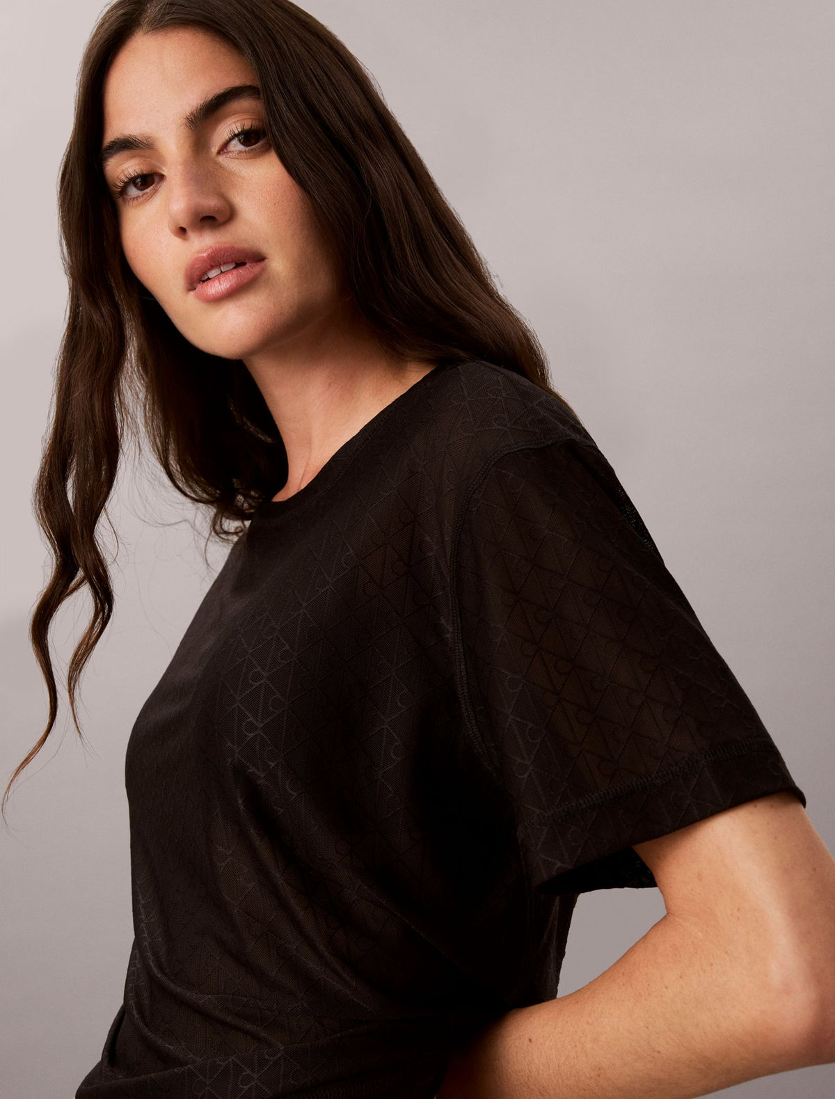 Calvin Klein Relaxed Emblem Logo Mesh Crewneck Tee