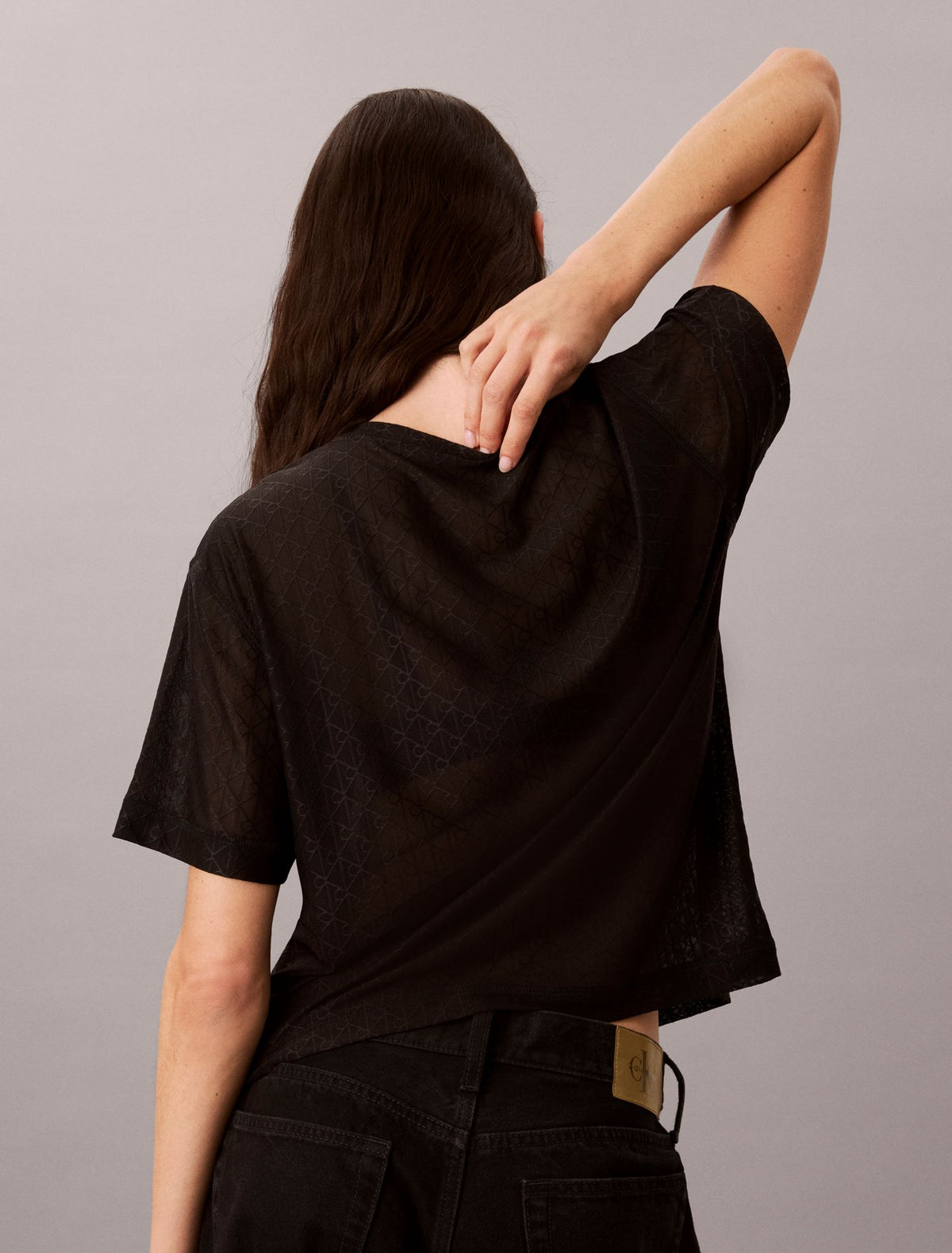 Calvin Klein Relaxed Emblem Logo Mesh Crewneck Tee