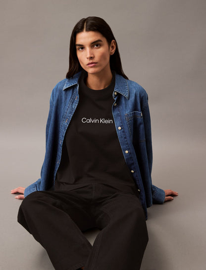 Calvin Klein Standard Logo Boxy Fit Crewneck T-Shirt