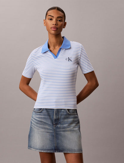 Calvin Klein Monologo Stripe Rib Polo T-Shirt