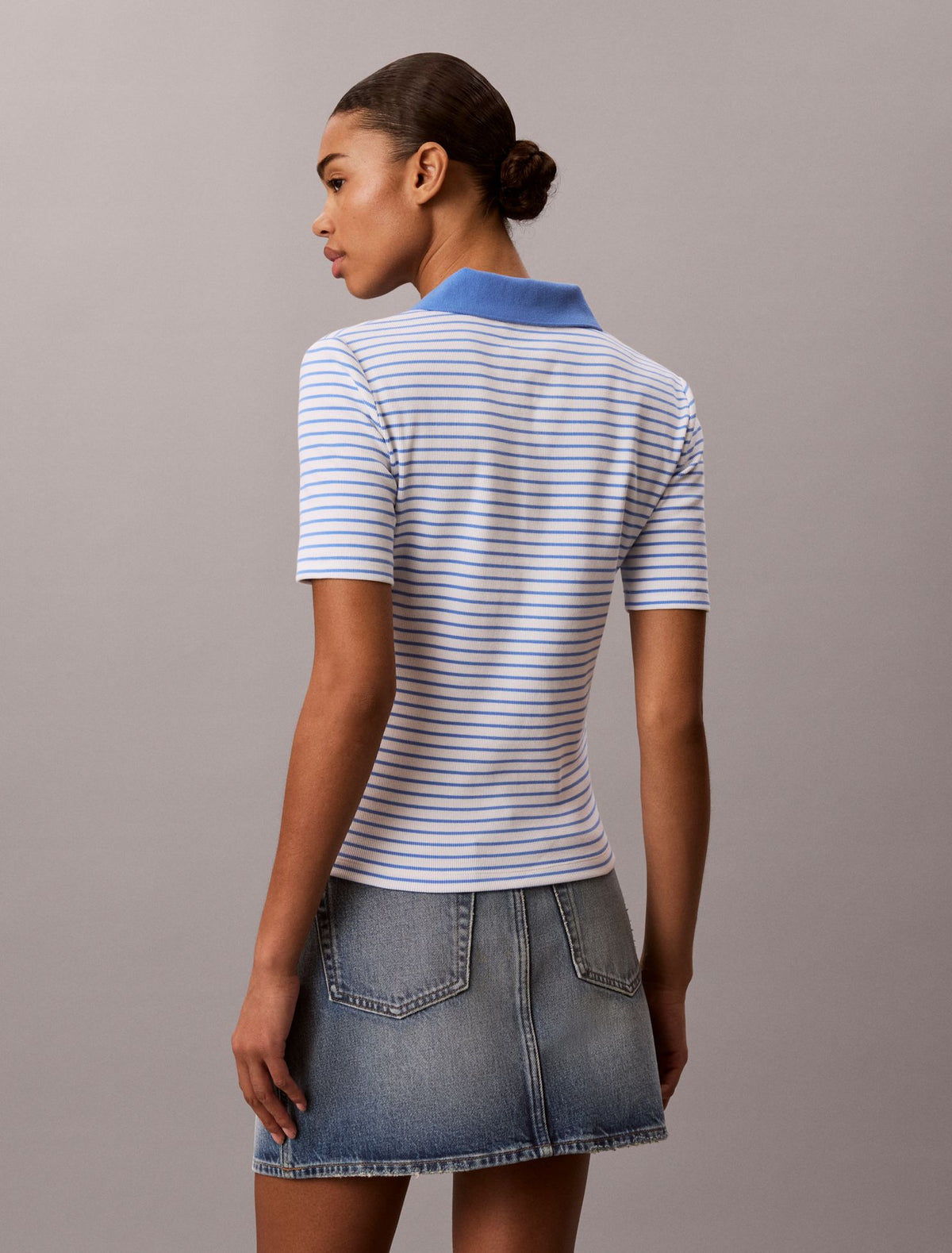 Calvin Klein Monologo Stripe Rib Polo T-Shirt