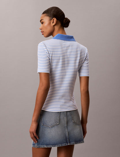 Calvin Klein Monologo Stripe Rib Polo T-Shirt