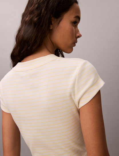 Calvin Klein Monogram Stripe Rib Baby Tee