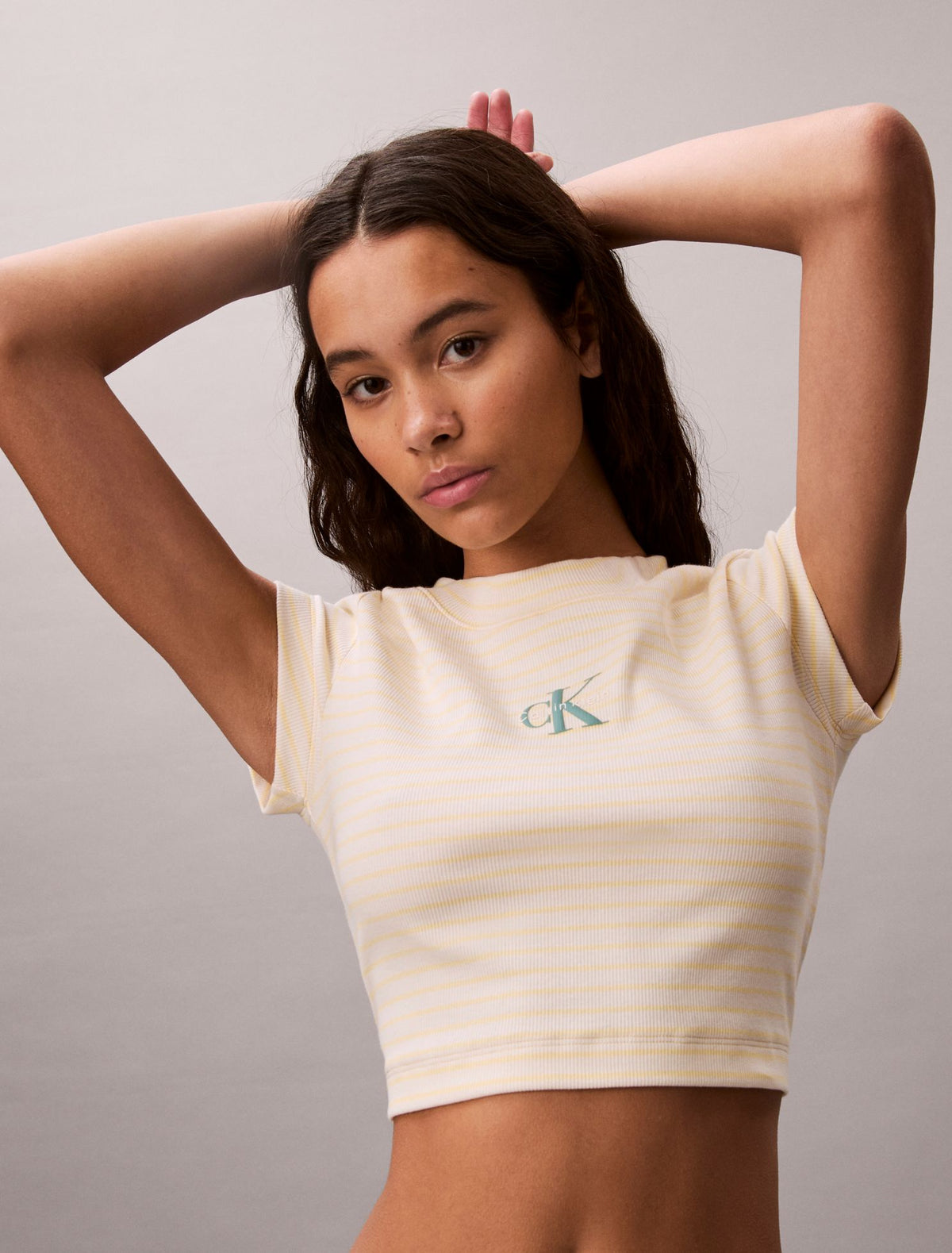 Calvin Klein Monogram Stripe Rib Baby Tee