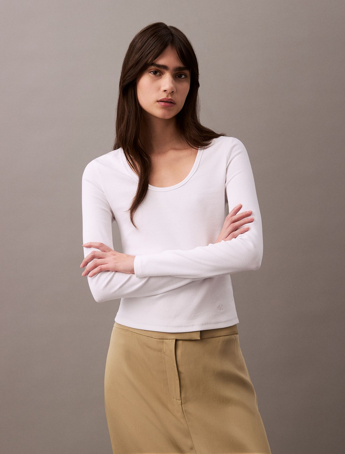 Calvin Klein Cotton Contour Rib U-Neck Tee