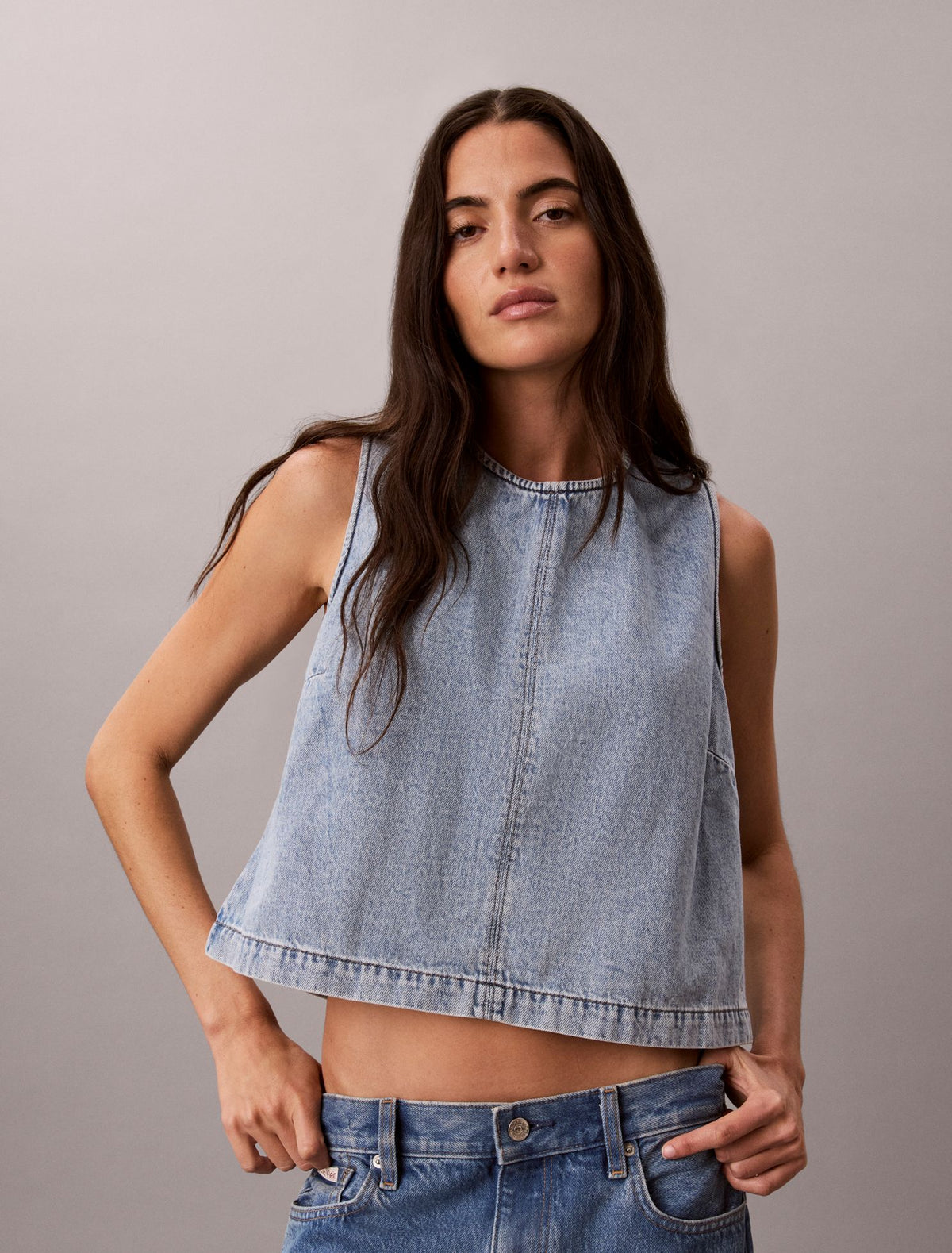 Calvin Klein Denim Cropped Shell Top