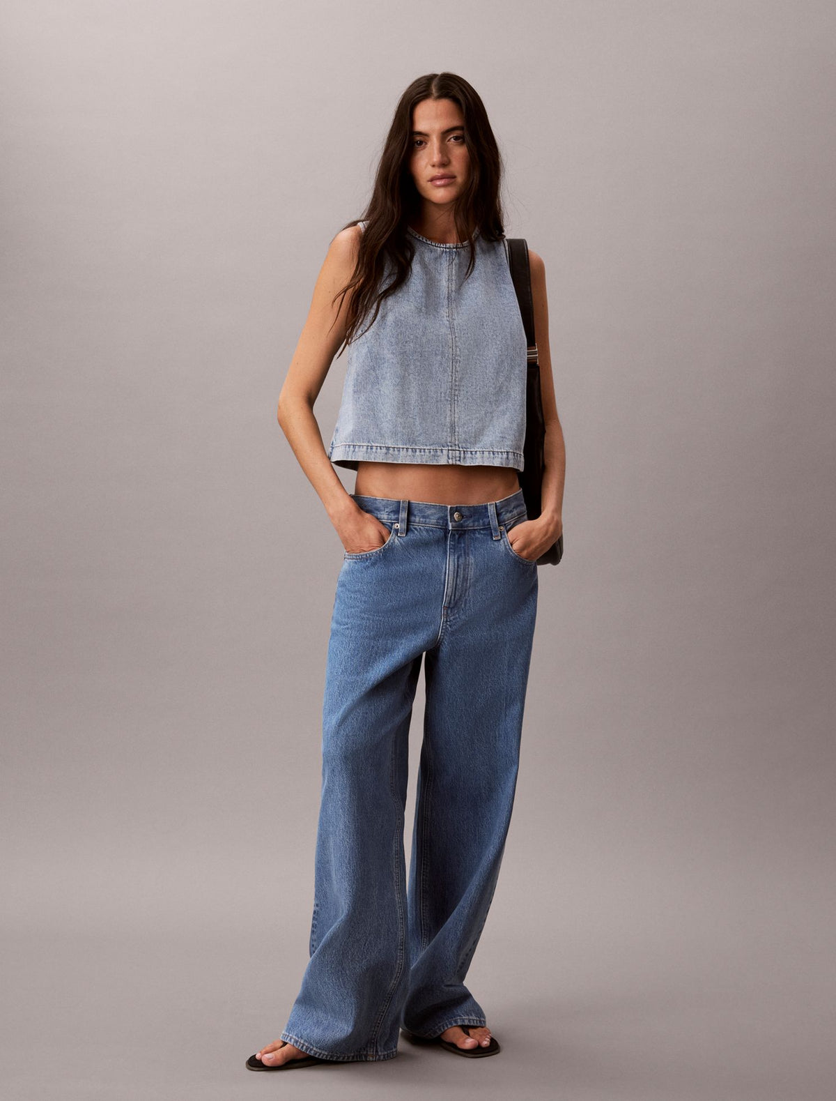 Calvin Klein Denim Cropped Shell Top