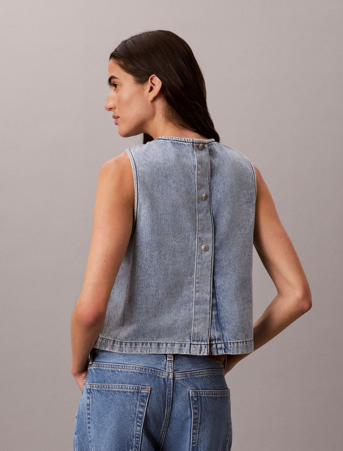 Calvin Klein Denim Cropped Shell Top