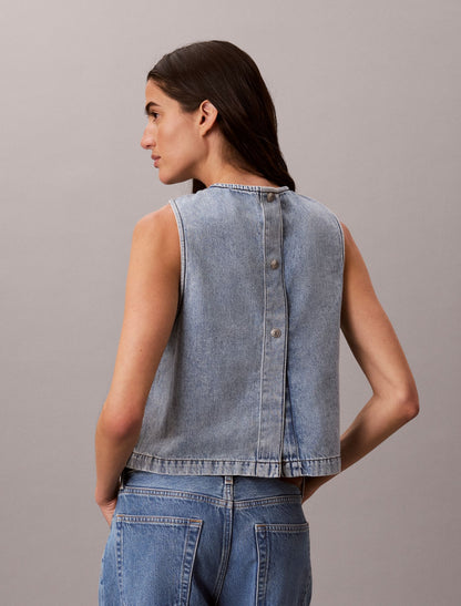 Calvin Klein Denim Cropped Shell Top