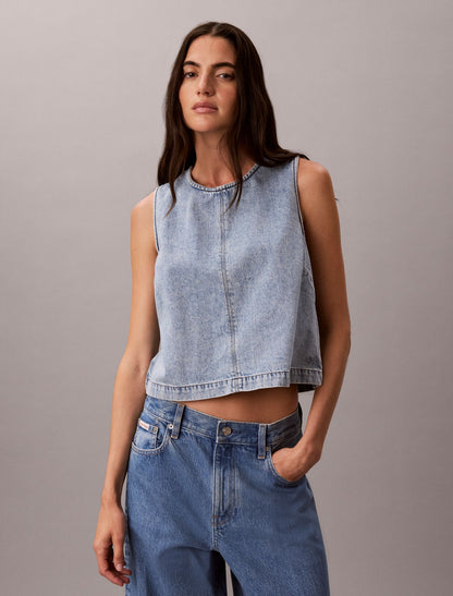 Calvin Klein Denim Cropped Shell Top