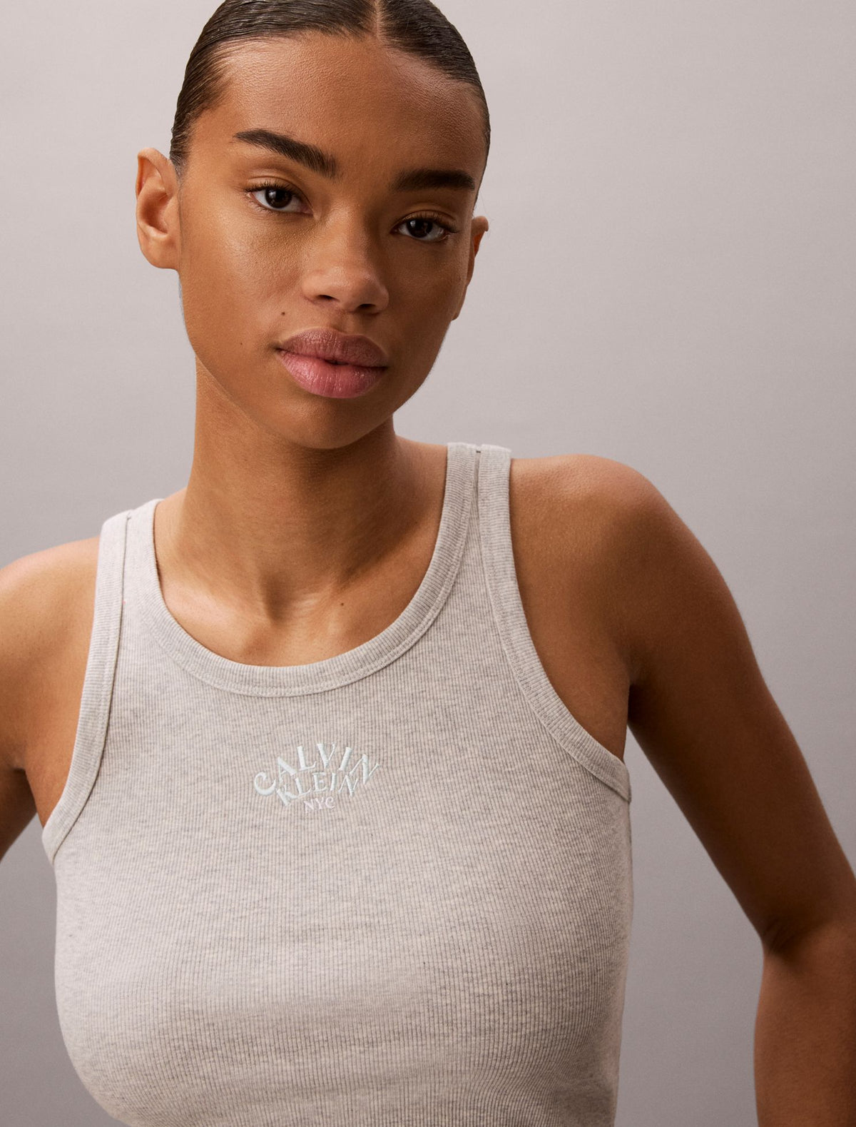 Calvin Klein Contour Rib Logo Graphic Tank Top