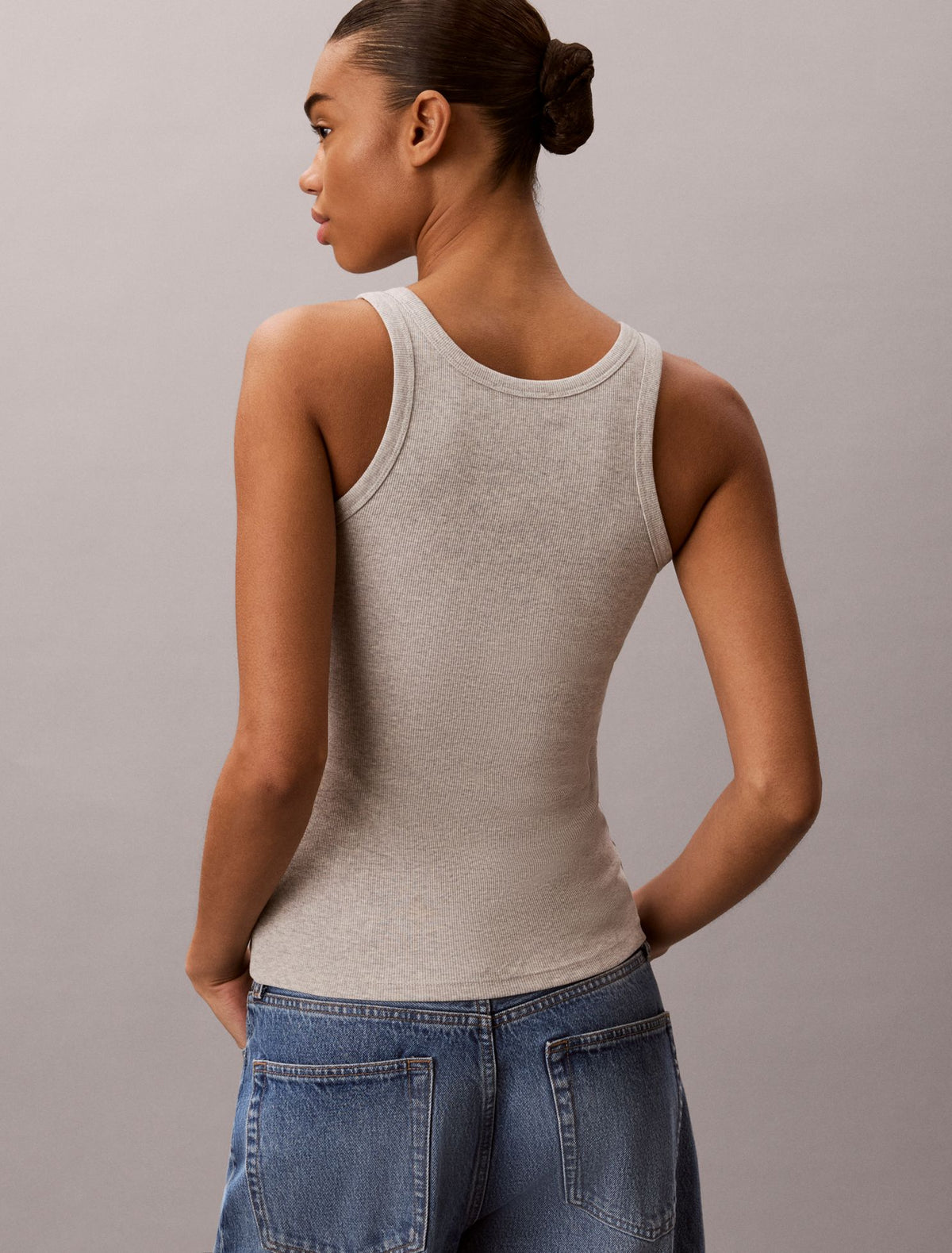 Calvin Klein Contour Rib Logo Graphic Tank Top