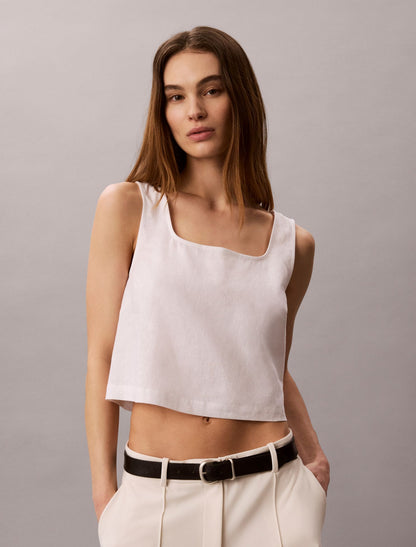 Calvin Klein Linen Blend Cropped Tank Top