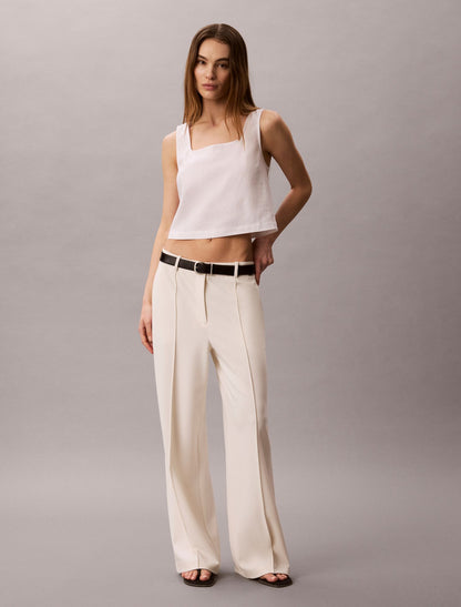Calvin Klein Linen Blend Cropped Tank Top