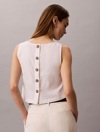 Calvin Klein Linen Blend Cropped Tank Top