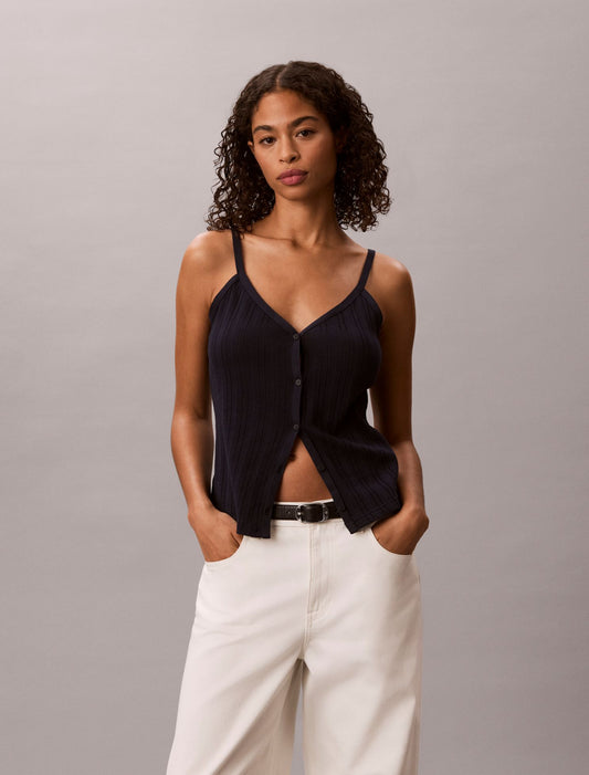 Calvin Klein Crochet Button-Down Tank Top