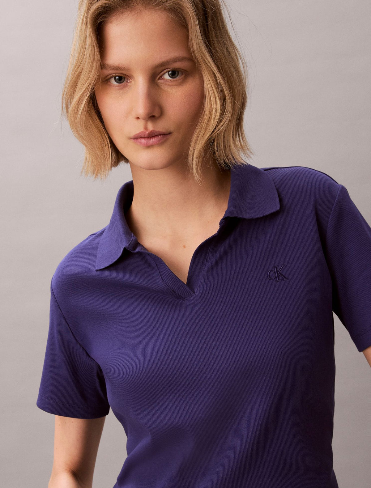 Calvin Klein Cotton Contour Rib Polo Tee