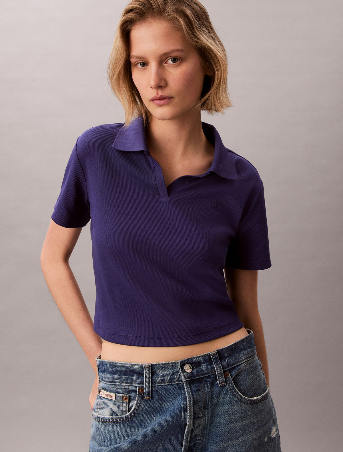 Calvin Klein Cotton Contour Rib Polo Tee