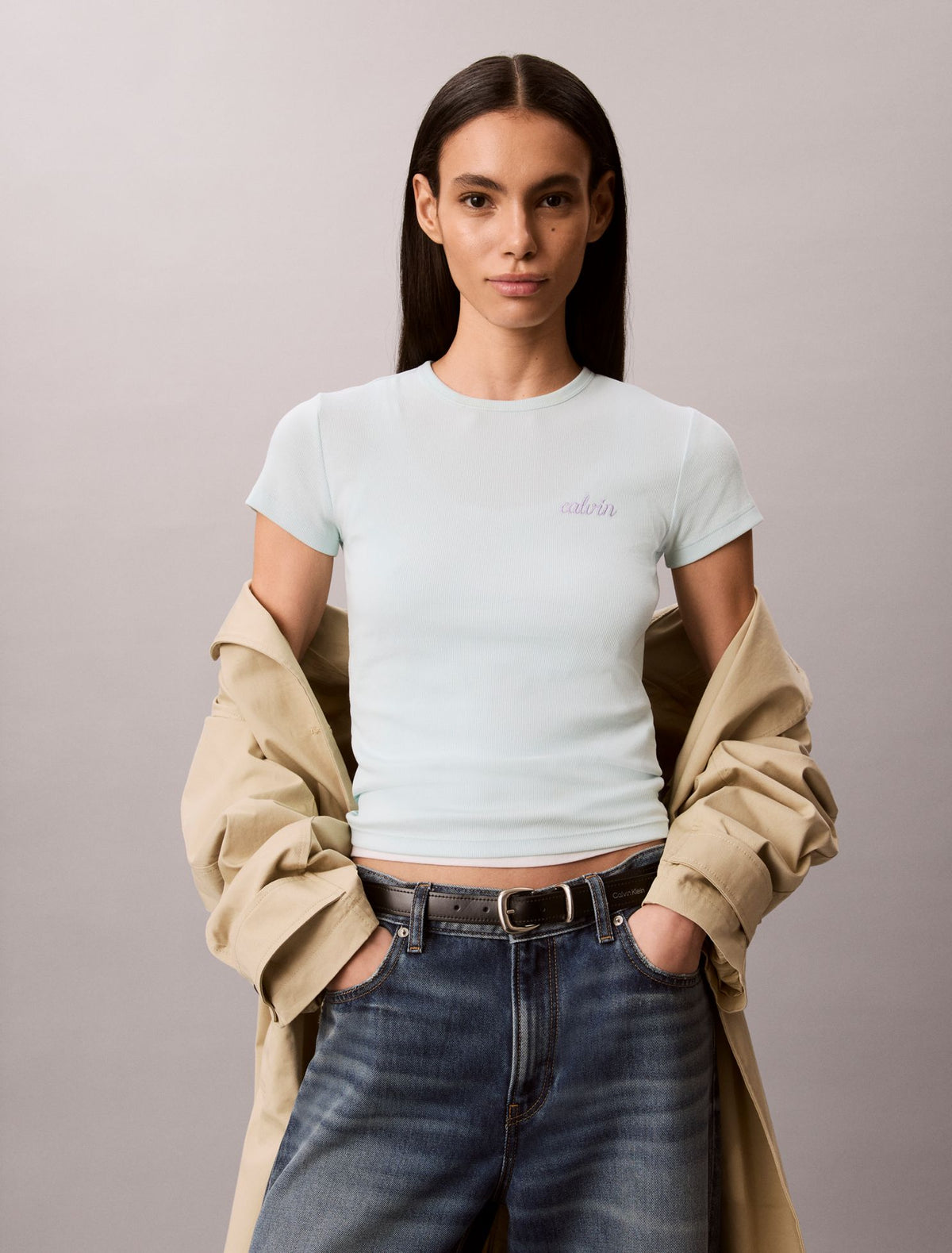 Calvin Klein Contour Rib Logo Graphic Slim T-Shirt