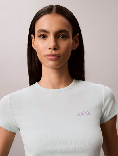 Calvin Klein Contour Rib Logo Graphic Slim T-Shirt