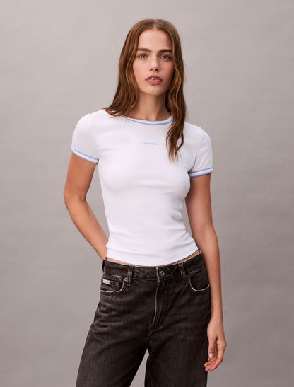 Calvin Klein Contrast Trim Rib Logo Graphic Baby Tee