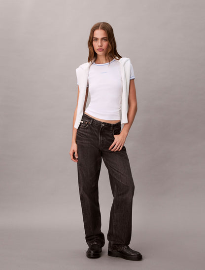 Calvin Klein Contrast Trim Rib Logo Graphic Baby Tee