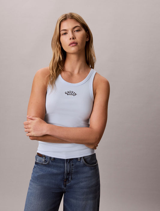 Calvin Klein Contour Rib Logo Graphic Tank Top