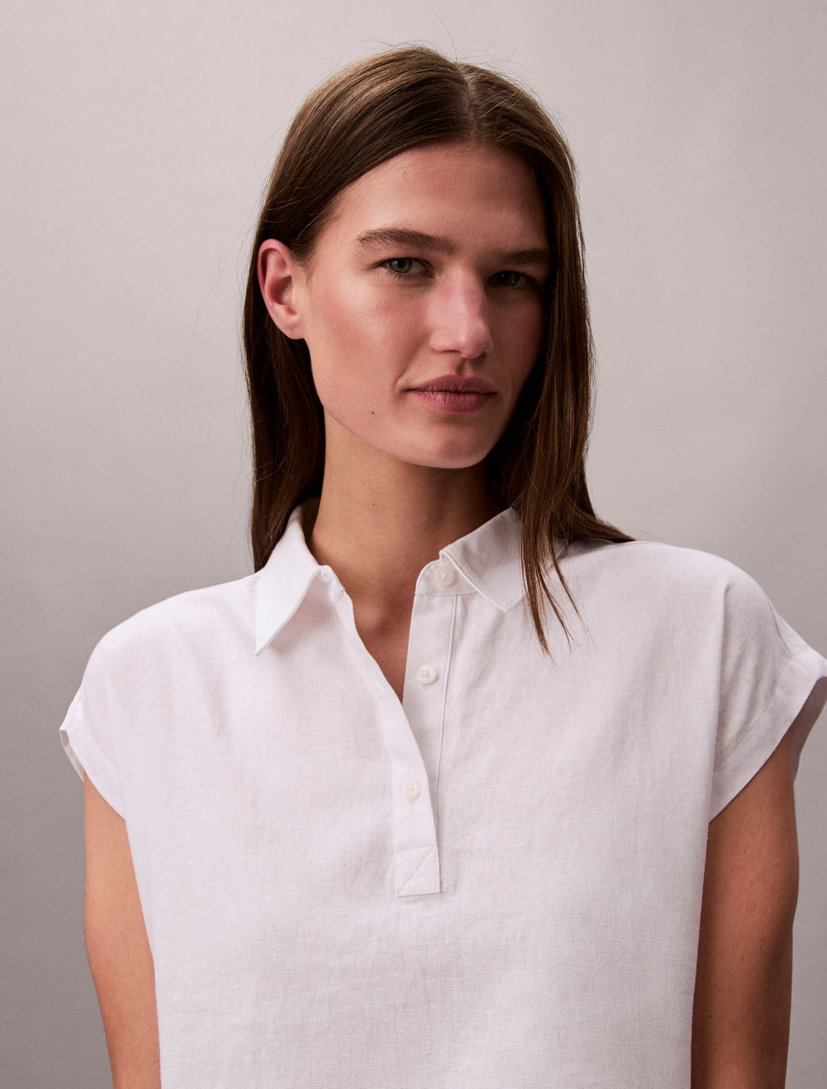 Calvin Klein Linen Blend Short Sleeve Top