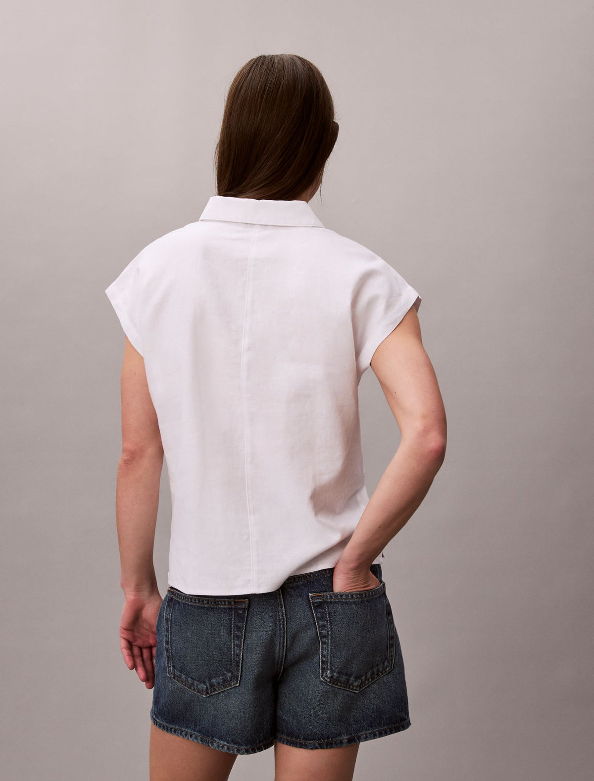 Calvin Klein Linen Blend Short Sleeve Top