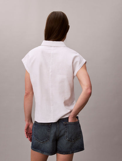 Calvin Klein Linen Blend Short Sleeve Top