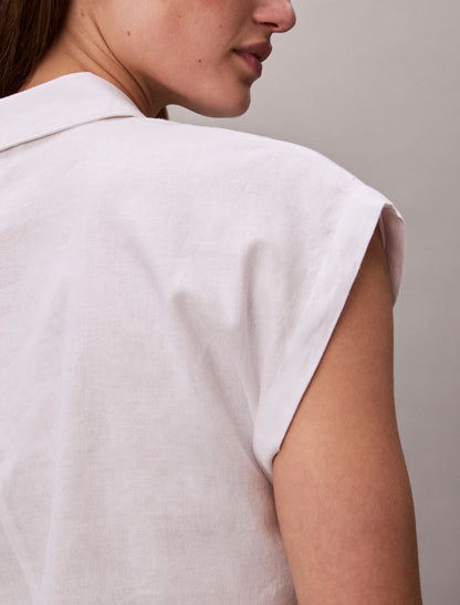 Calvin Klein Linen Blend Short Sleeve Top