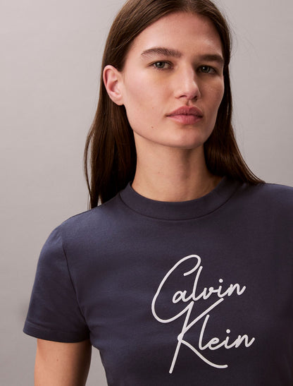 Calvin Klein Raised Script Logo Graphic Slim T-Shirt