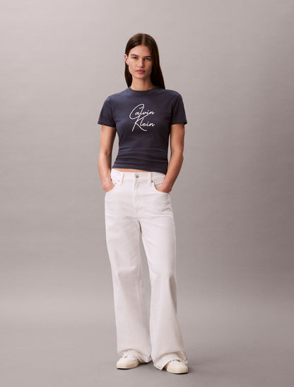 Calvin Klein Raised Script Logo Graphic Slim T-Shirt
