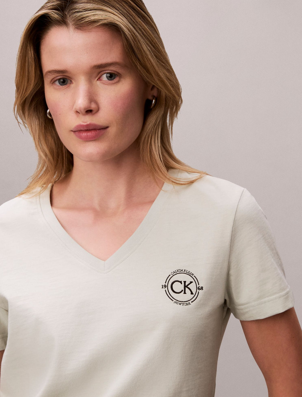 Calvin Klein Embroidered CK Crest V-Neck Tee