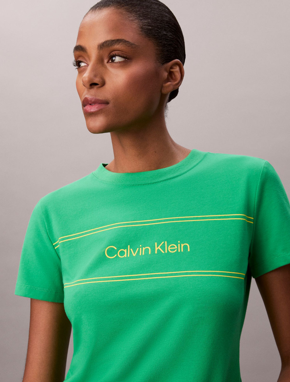 Calvin Klein Stripe Logo Graphic Slim T-Shirt