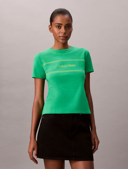 Calvin Klein Stripe Logo Graphic Slim T-Shirt
