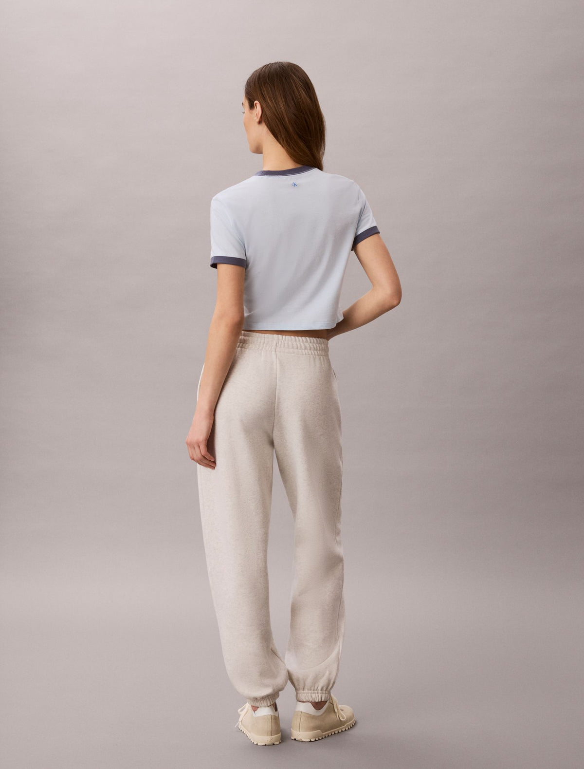 Calvin Klein Logo Graphic Cropped Ringer T-Shirt