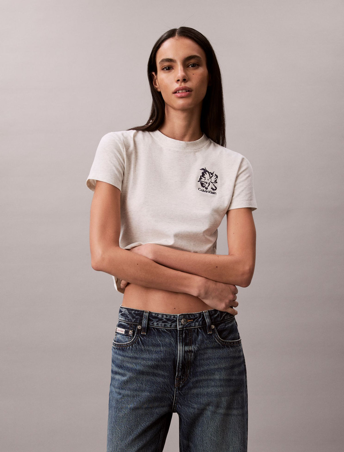 Calvin Klein Flower Logo Graphic Slim T-Shirt