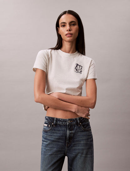 Calvin Klein Flower Logo Graphic Slim T-Shirt