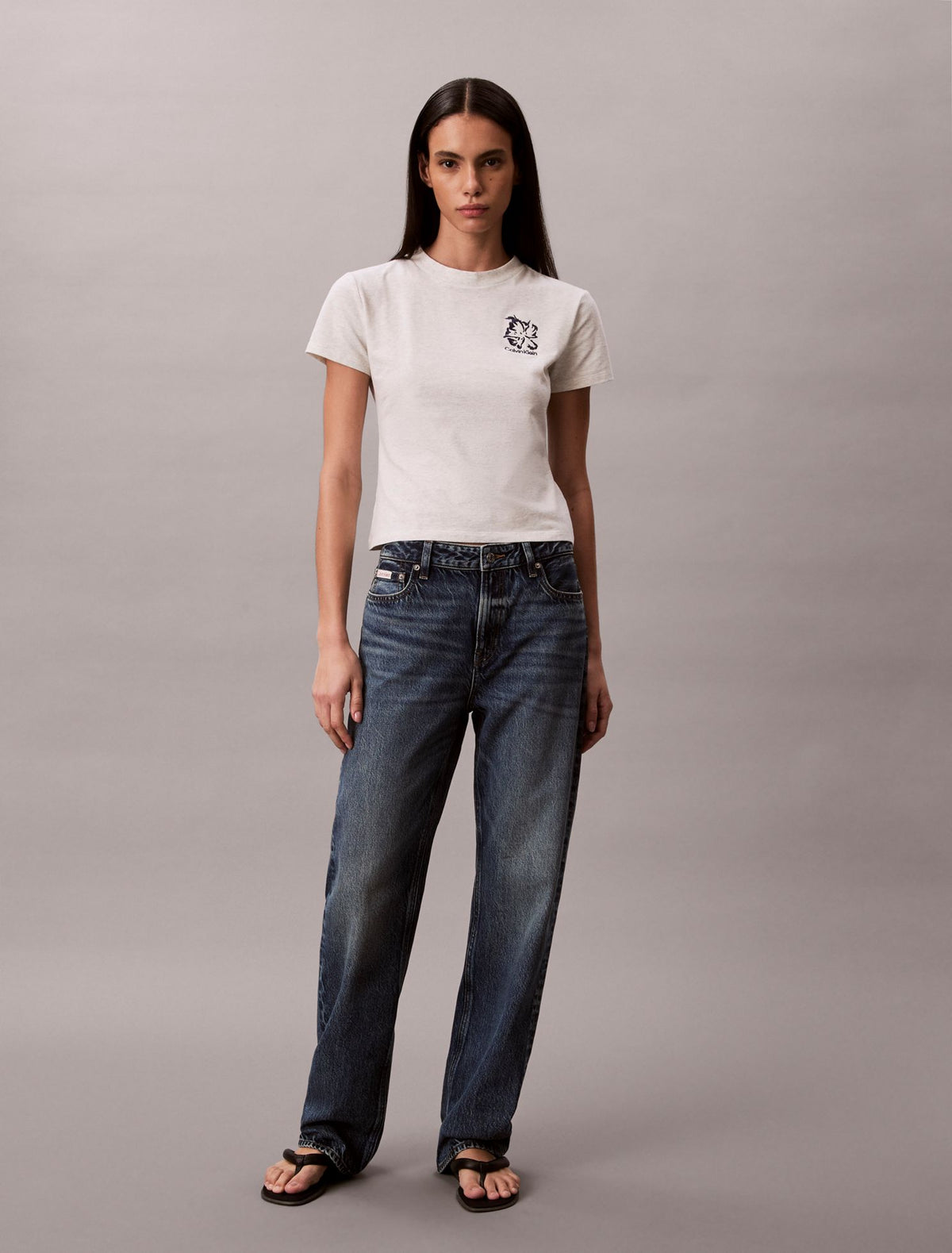 Calvin Klein Flower Logo Graphic Slim T-Shirt