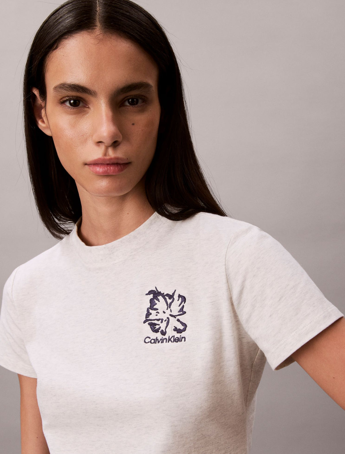 Calvin Klein Flower Logo Graphic Slim T-Shirt