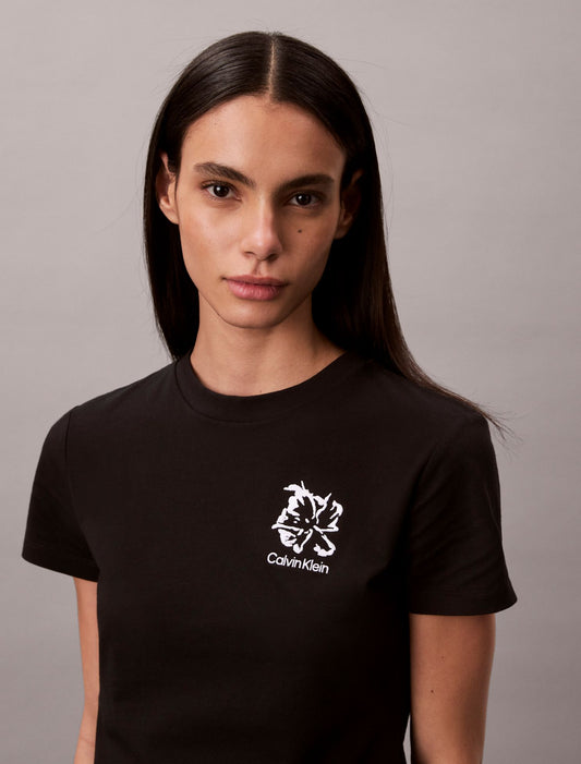 Calvin Klein Flower Logo Graphic Slim T-Shirt