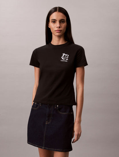 Calvin Klein Flower Logo Graphic Slim T-Shirt