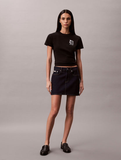 Calvin Klein Flower Logo Graphic Slim T-Shirt