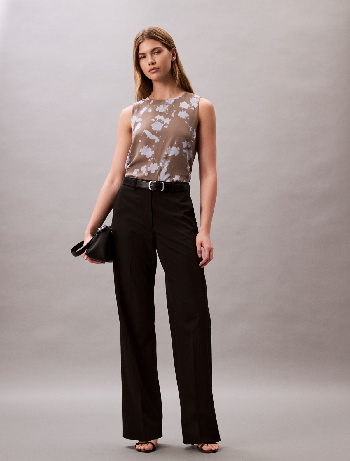 Calvin Klein Printed Chiffon Sleeveless Shell Top