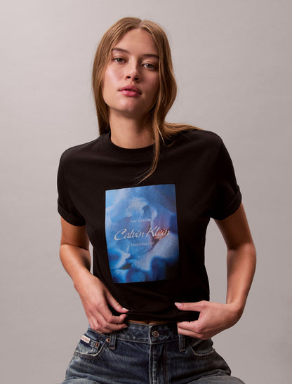 Calvin Klein Flower Script Logo Graphic Classic T-Shirt