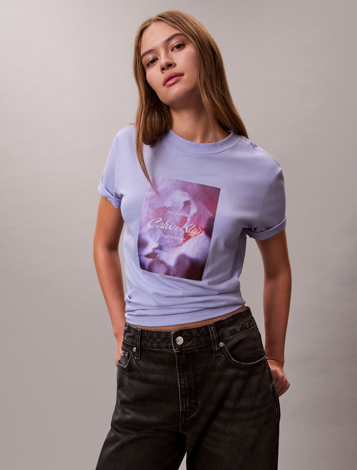 Calvin Klein Flower Script Logo Graphic Classic T-Shirt